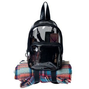 Anti-Theft Black Clear Transparent Small Mini Backpack Bag Purse Convertible😸